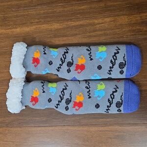 PUDUS CAT MEOW CLASSIC FLEECE SLIPPER SOCKS COMFY COZY